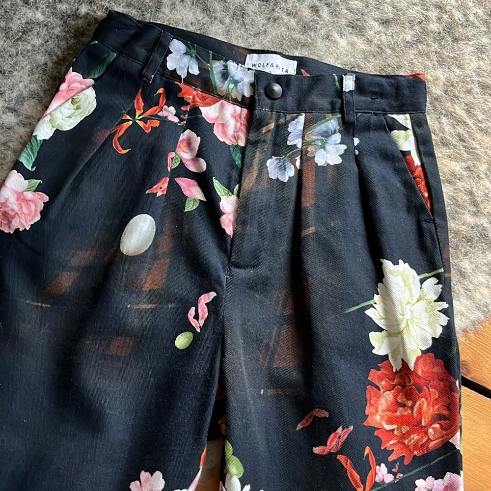 Wolf & Rita Kids’ Andre Black Winter Floral Print Trouser Pant—2T - Picture 6 of 10